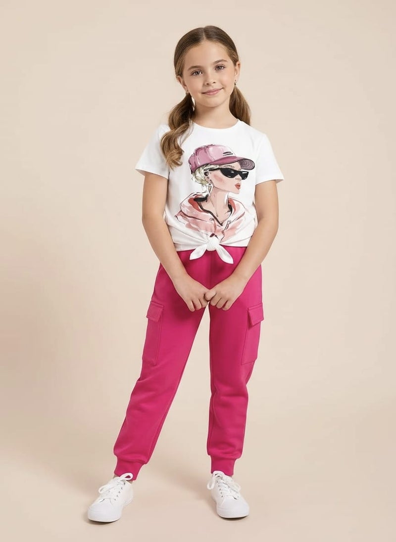 Viel Innate Stylish T-Shirt and Track Pant Combo for Girls - Image 1